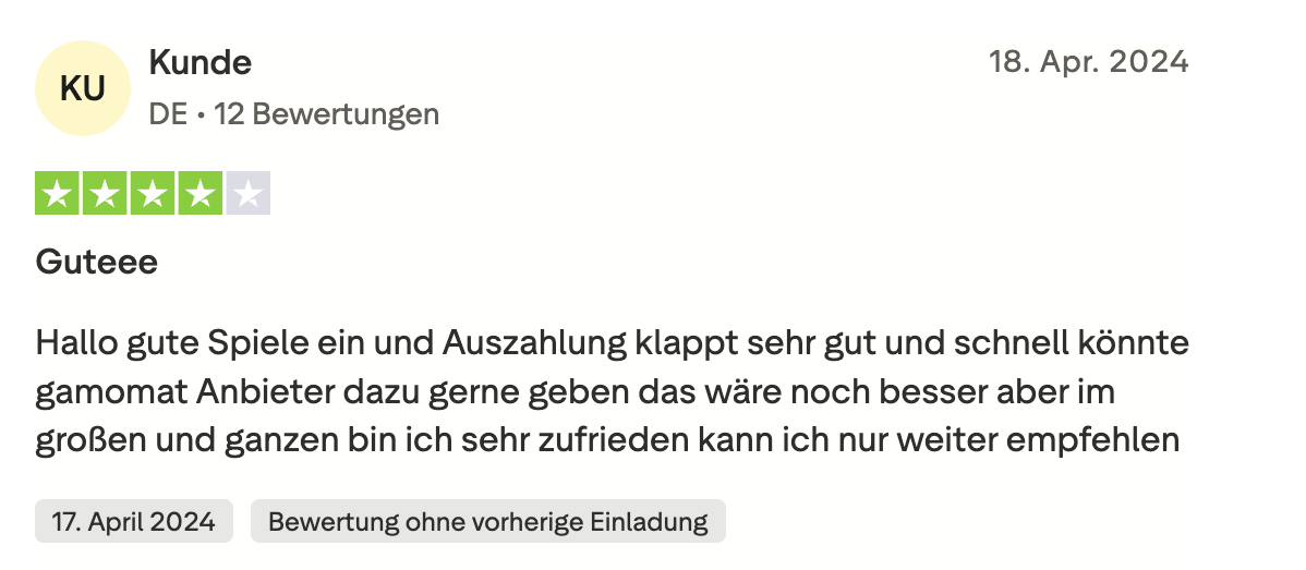 B7 Casino Trustpilot Duitse review 18 april 2024 ervaring